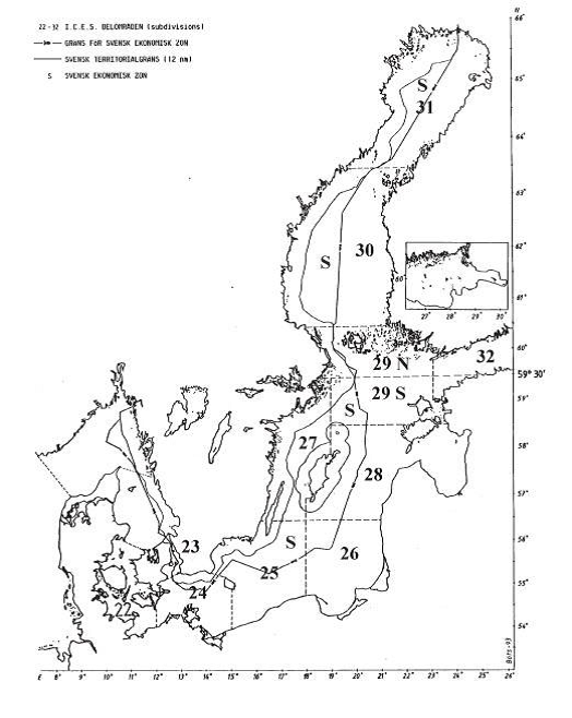 Skärmklipp över Östersjöns delområden.